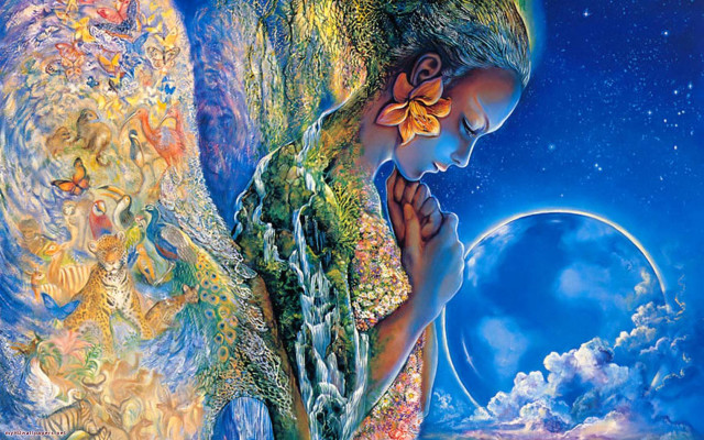 Woman flower moon clouds stars #2 free wallpaper - medium preview image