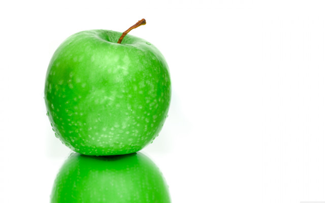 Green apple table white background free wallpaper - medium preview image