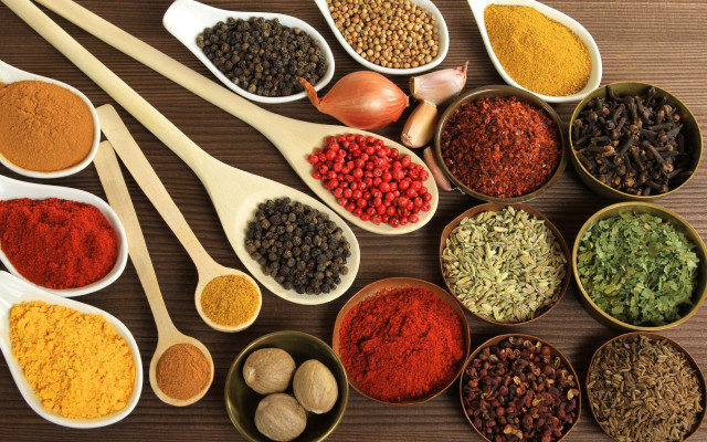 Spices table spoons seasonings variety free wallpaper - medium preview image