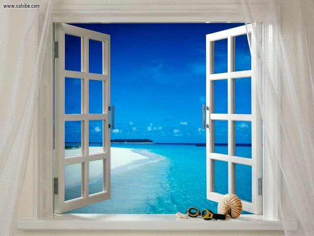 Window beach ocean view scenery free wallpaper - medium preview image