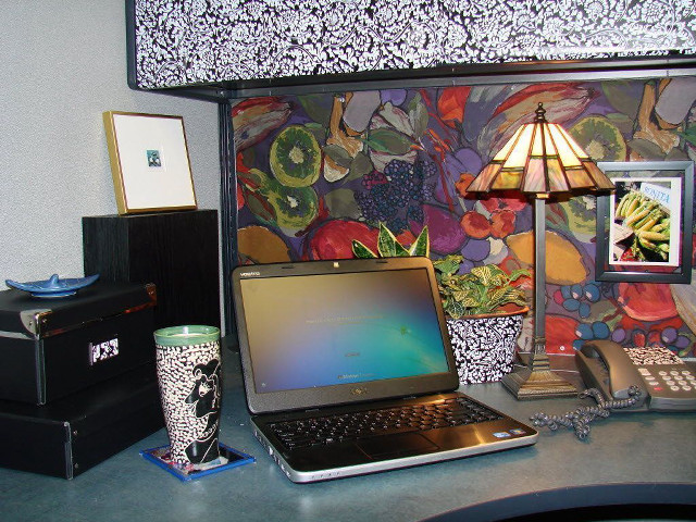 Laptop desk lamp phone workspace free wallpaper - medium preview image
