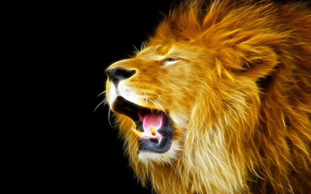 Lion open mouth photorealistic artist free wallpaper - medium preview image