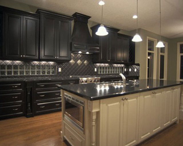 Kitchen center island black cabinets free wallpaper - medium preview image