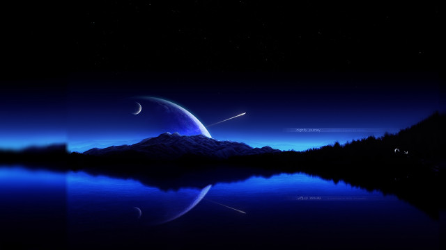 Blue sky mountain lake crescent free wallpaper - medium preview image