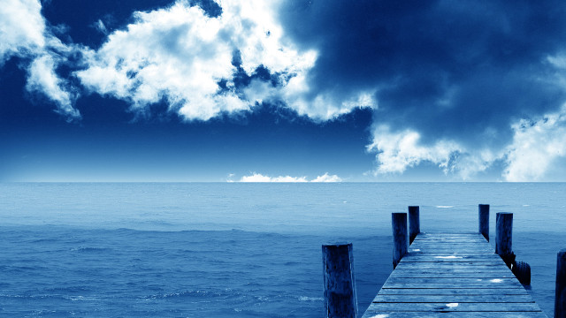Pier ocean cloudy sky boat free wallpaper - medium preview image