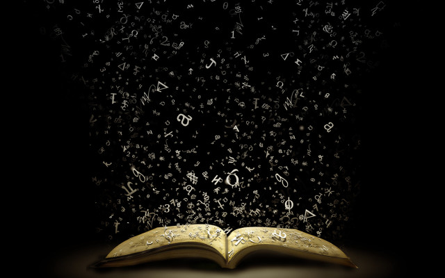 Open book letters black background free wallpaper - medium preview image