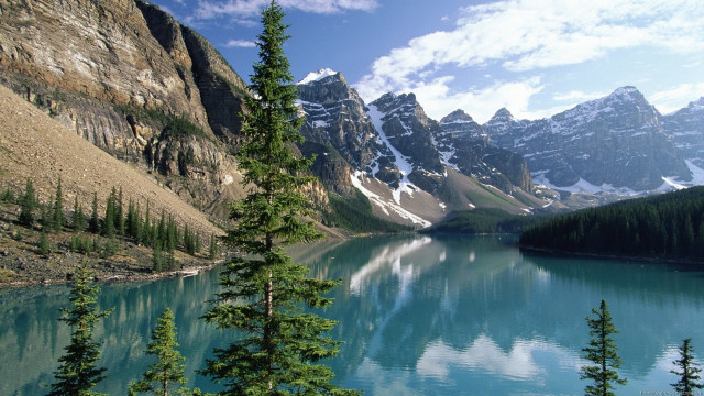 Mountain lake forest snowy mountains #2 free wallpaper - medium preview image