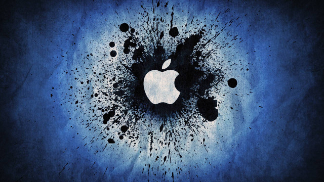 Apple logo artistic blue background free wallpaper - medium preview image