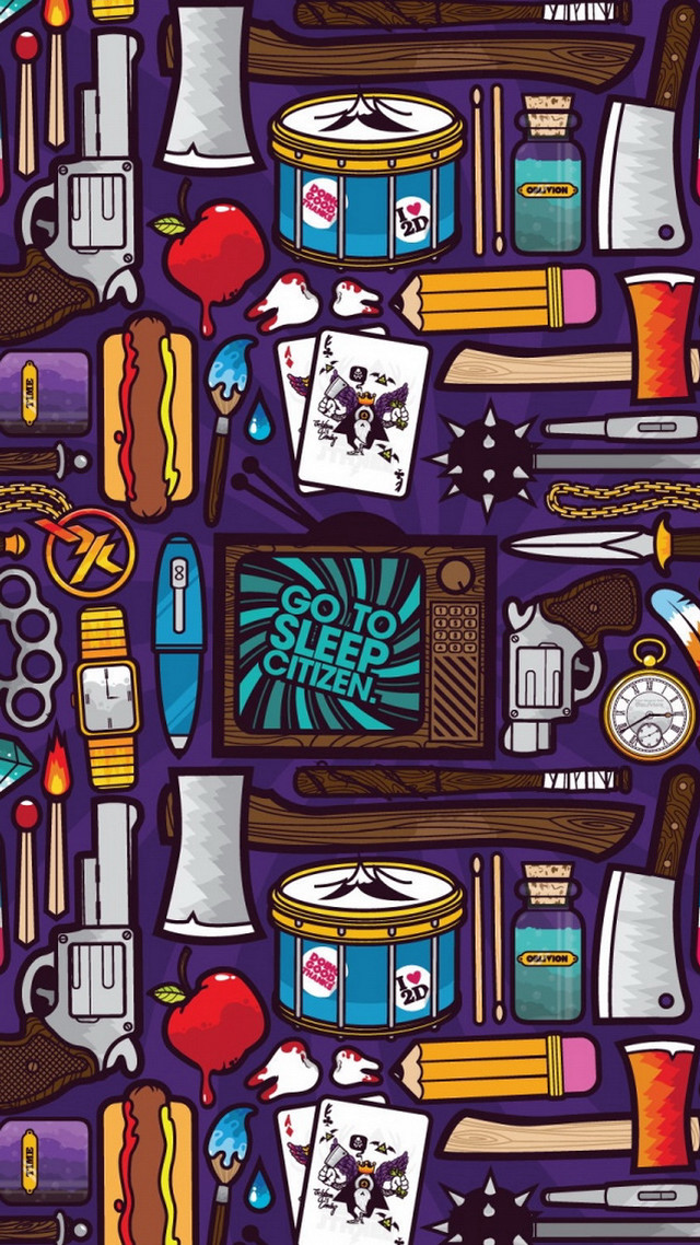 Pattern items purple background clock free wallpaper - medium preview image