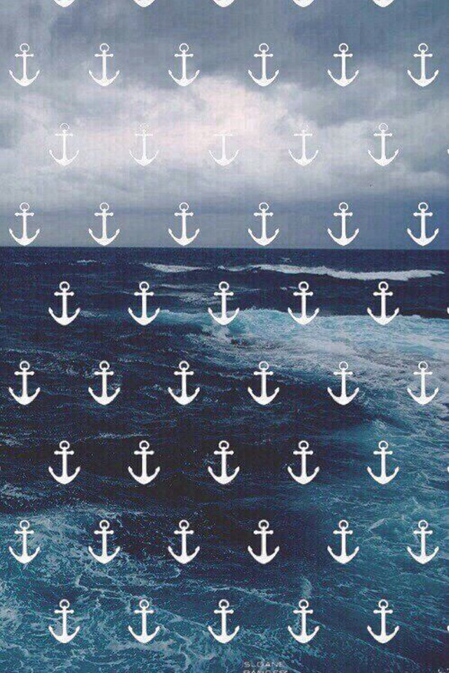 Anchor pattern blue background white free wallpaper - medium preview image