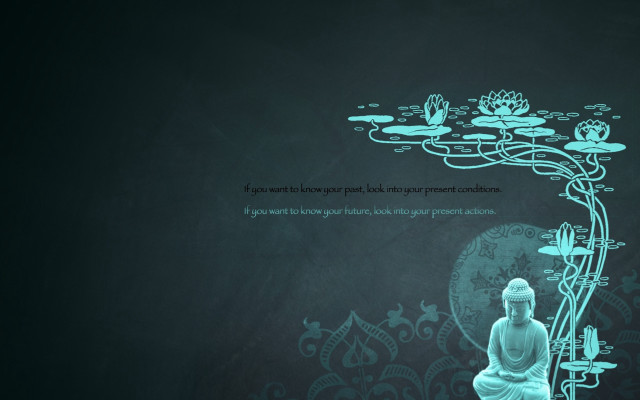 Buddha statue blackboard quote lotuses free wallpaper - medium preview image