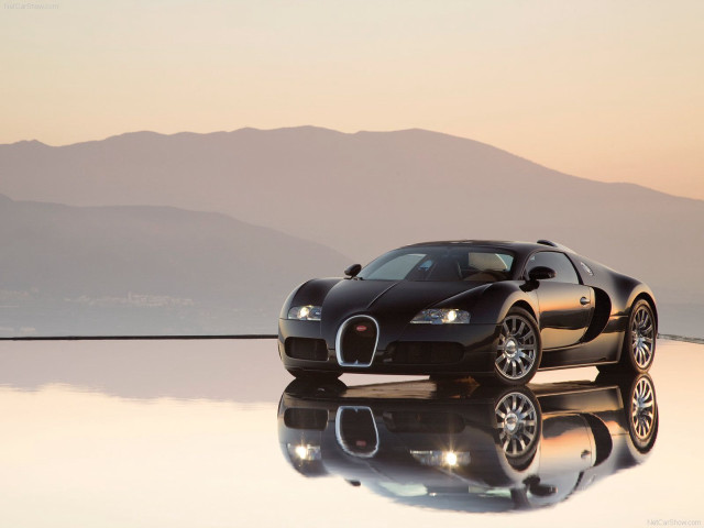 Black bugatti reflection mountains background free wallpaper - medium preview image
