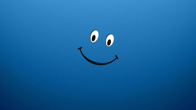 Blue background smiley face black #2 free wallpaper - medium preview image