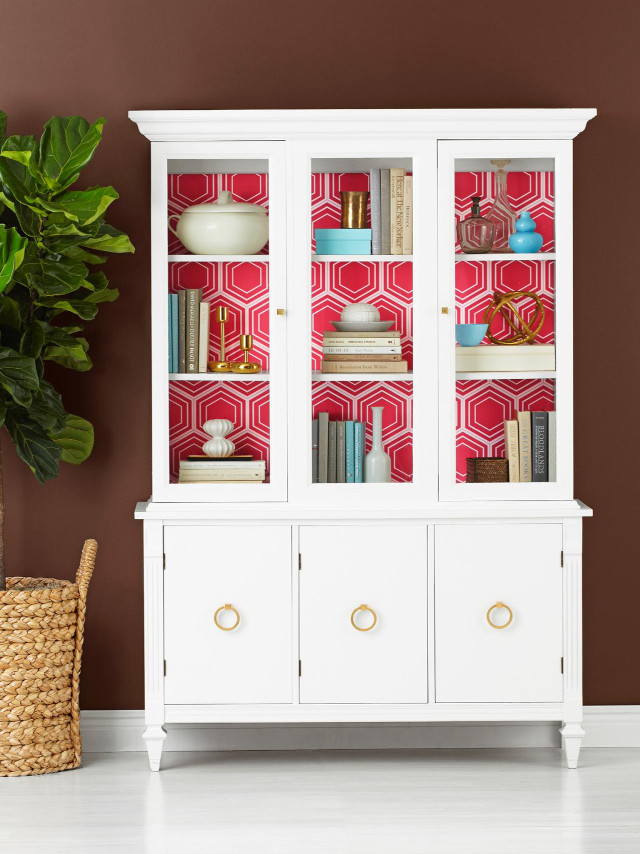 White cabinet red wallpaper plant free wallpaper - medium preview image