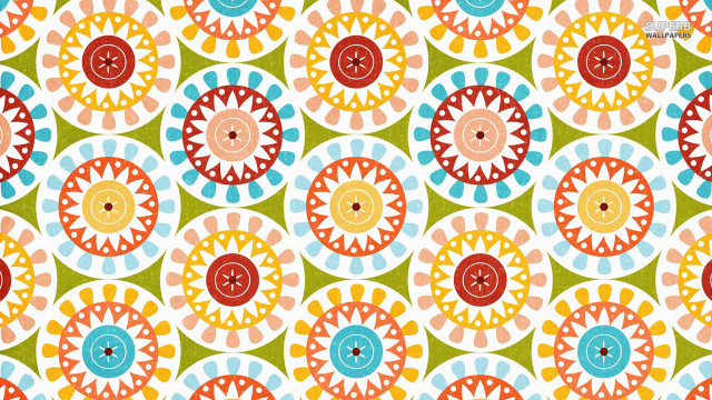 Colorful pattern circles flowers white #2 free wallpaper - medium preview image