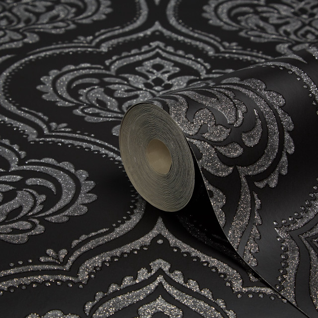 Black silver glittered paper roll free wallpaper - medium preview image