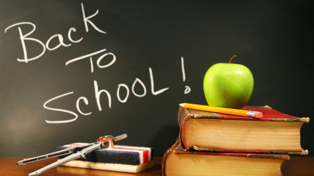 Chalkboard green apple books pencil free wallpaper - medium preview image