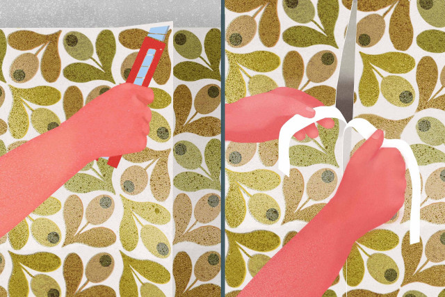 Hands toothbrush floral wall green free wallpaper - medium preview image