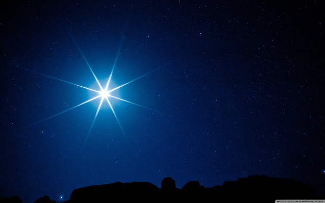 Bright star mountain range night free wallpaper - medium preview image