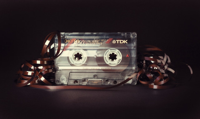 Tape cassette ribbon analog retrofuturism free wallpaper - medium preview image