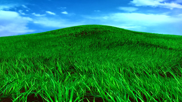 Grassy hill blue sky clouds free wallpaper - medium preview image