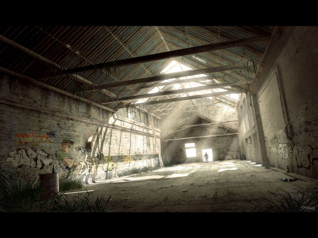 Large room person walking light free wallpaper - medium preview image