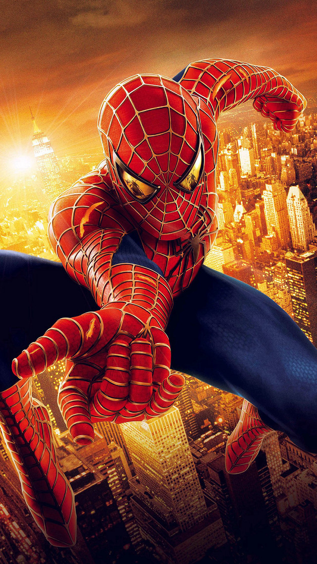 Spider man flying night cityscape free wallpaper - medium preview image