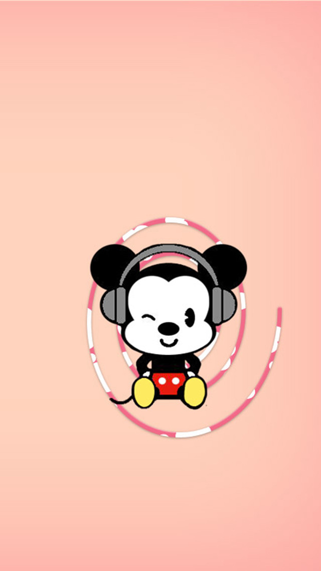 Cartoon character headphones circle pink free wallpaper - medium preview image