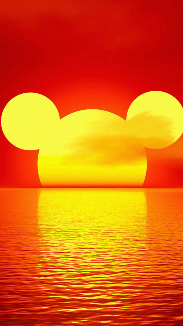 Mickey mouse silhouette sunset ocean free wallpaper - medium preview image