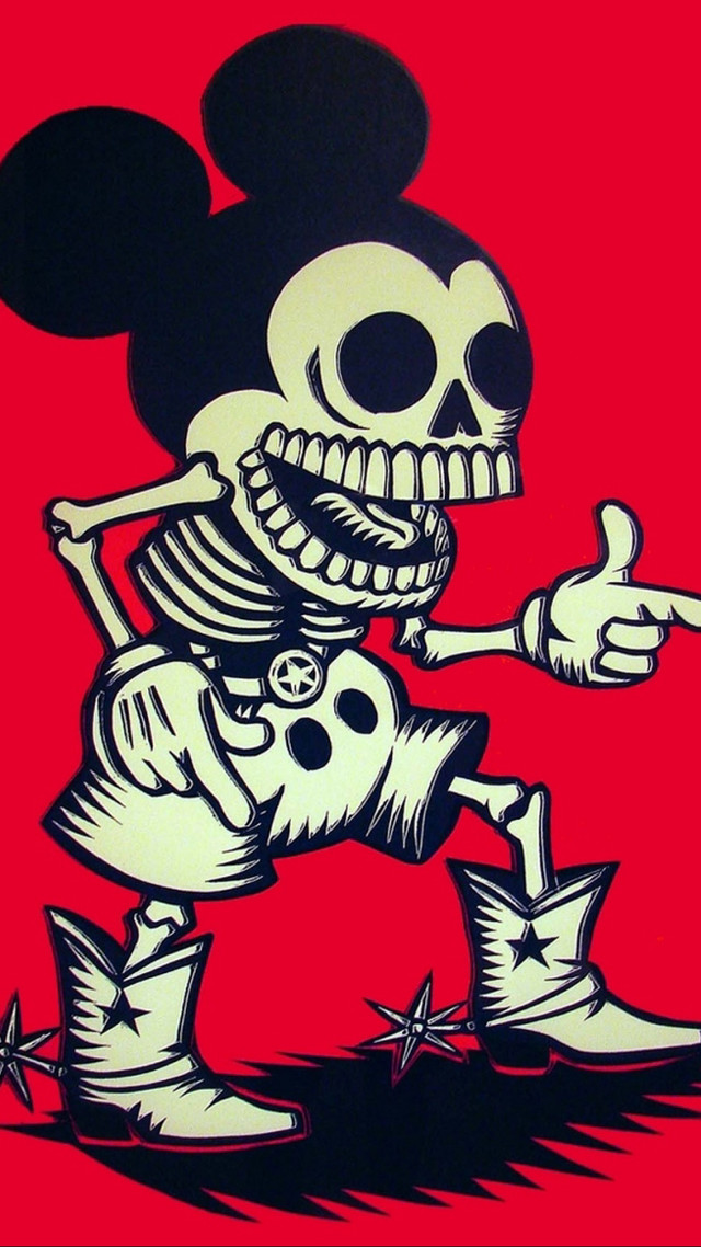 Skeleton mickey mouse running red free wallpaper - medium preview image