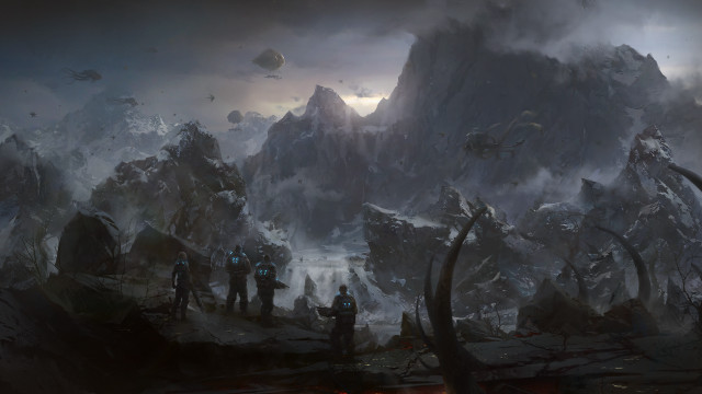People mountain snow rocks sky free wallpaper - medium preview image
