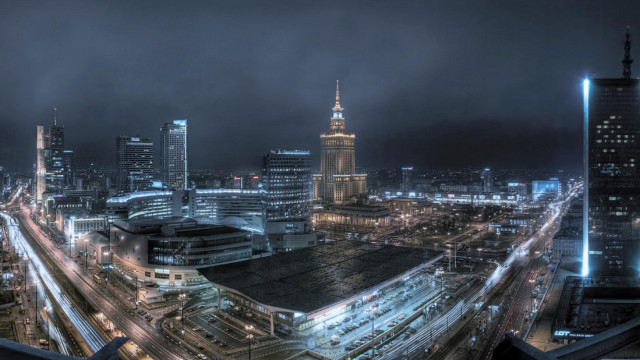 Cityscape trainstation night lights neoism free wallpaper - medium preview image