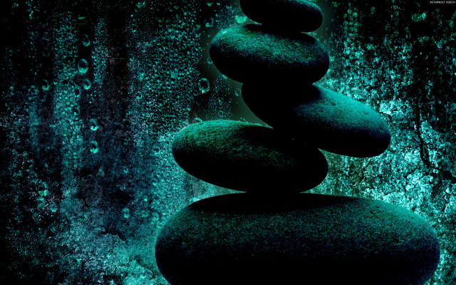Stack of rocks forest rain free wallpaper - medium preview image