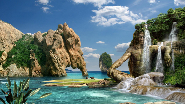 Large waterfall body of water free wallpaper - medium preview image