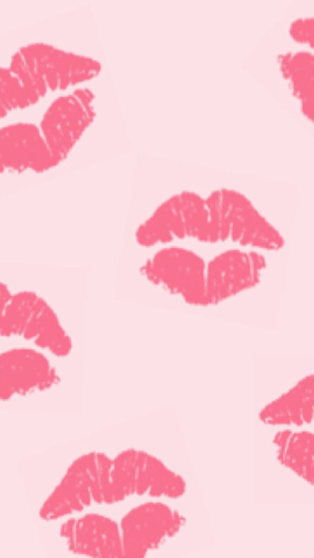 Pink background lipstick kisses pattern free wallpaper - medium preview image