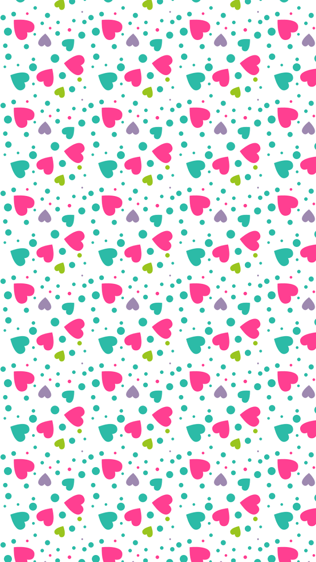 Colorful heart pattern white background free wallpaper - medium preview image