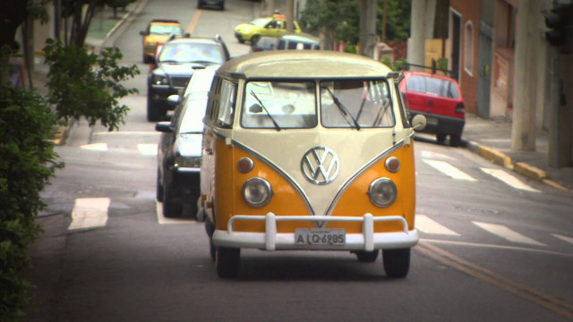 Vw bus street parked cars free wallpaper - medium preview image