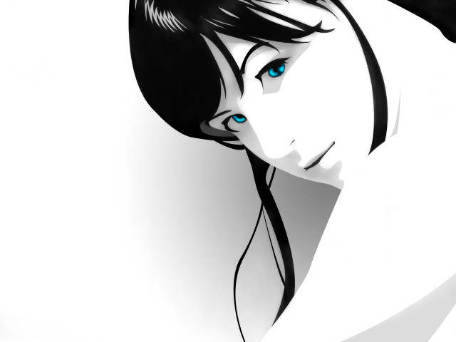 Woman blue eyes serious look free wallpaper - medium preview image