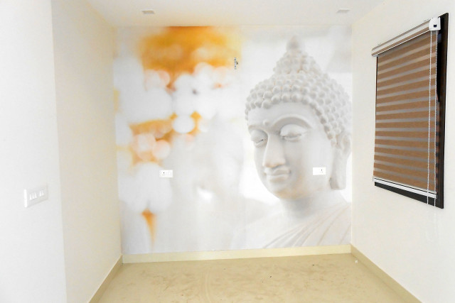 White buddha statue room window free wallpaper - medium preview image