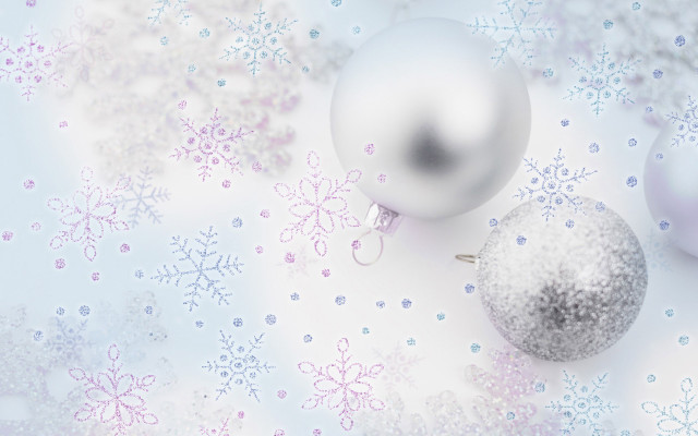 Silver ornament snowflakes white background free wallpaper - medium preview image