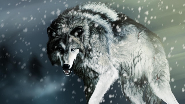 Wolf walking through snow night free wallpaper - medium preview image