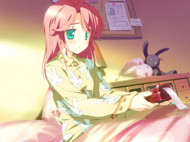 Girl yellow shirt bed pink free wallpaper - medium preview image