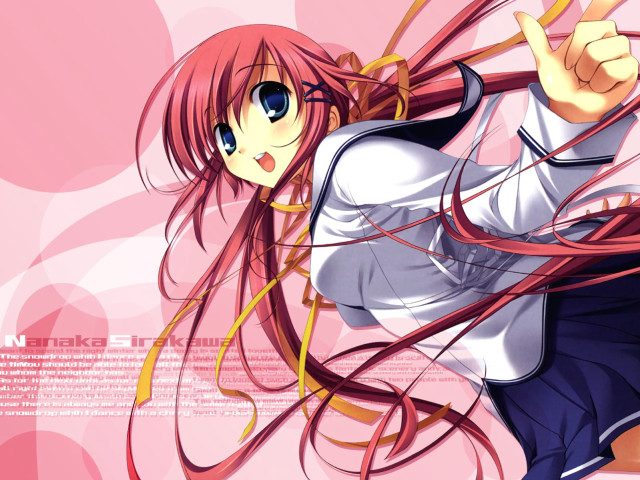 Girl red hair pointing pink free wallpaper - medium preview image