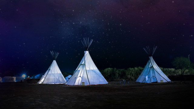 Teepees night field stars sky free wallpaper - medium preview image