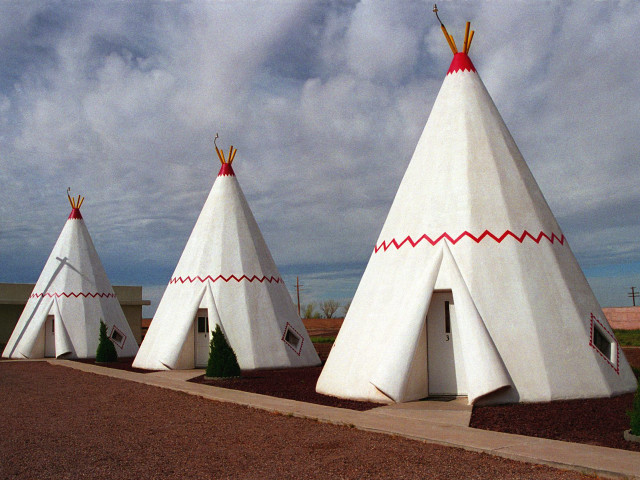 Teepees red white cloudy sky free wallpaper - medium preview image