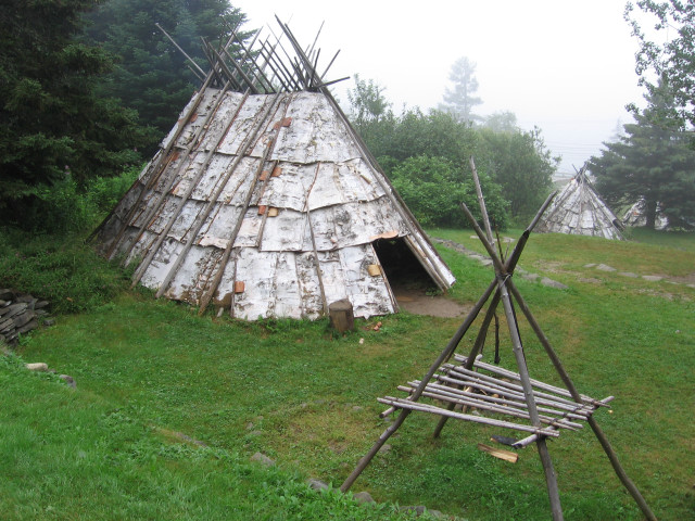 Teepee hut wooden ladder grass free wallpaper - medium preview image