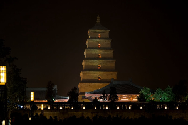 Tall tower lit up night free wallpaper - medium preview image