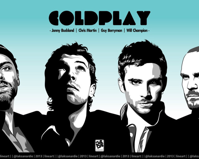 Men standing blue background coldplay free wallpaper - medium preview image