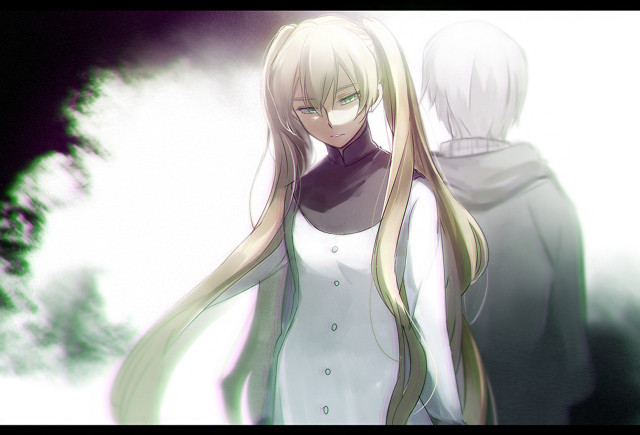 Woman blonde longhair man whitecoat free wallpaper - medium preview image