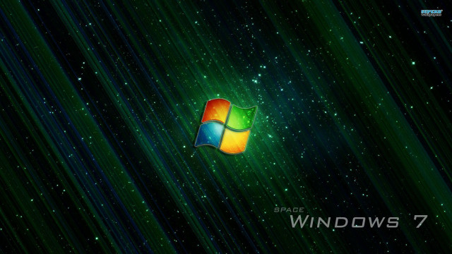 Green black windows7 logo stars free wallpaper - medium preview image